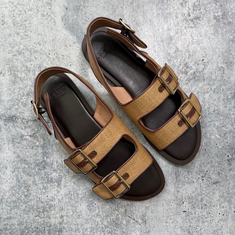 J. Crew Carsen Raffia Slingback Sandals 8.5